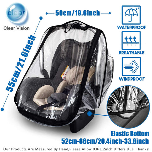 Car Seat Rain Cover - Food Grade EVA, Waterproof, Windproof Protection with Quick-Access Zipper