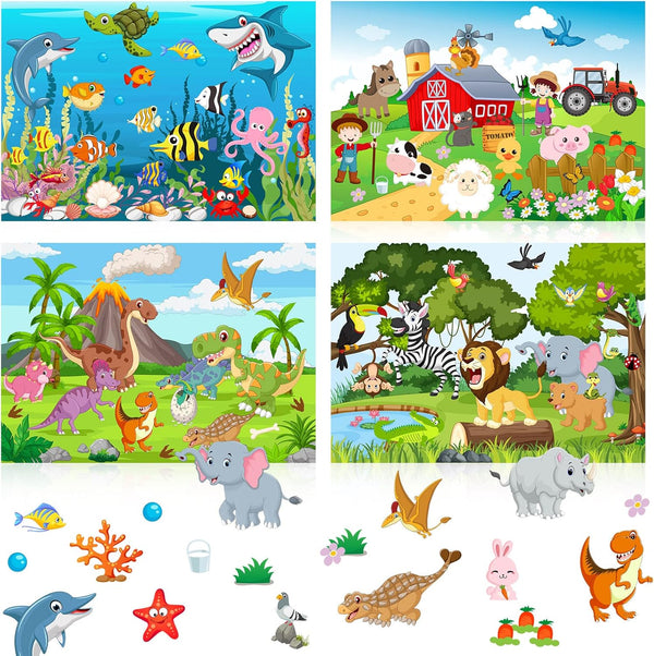 Spakon 32 Sheets Scene Stickers for Kids - DIY Animal Mix and Match Stickers for Birthday Party Favor.