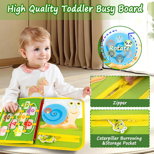 Letoya Toddler Busy Board, Farm Busy Book Montessori Toys for Toddlers, Sensory Board Learning Toy Educational Activity
