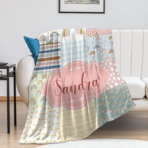 Monogrammed 60"x80" Personalized Baby Blankets for Girls, Customized Swaddle Blanket for Kids- Custom Soft Fleece Name