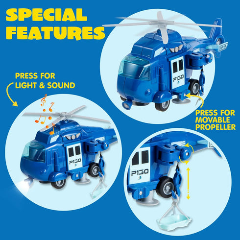 JOYIN 4 Packs Emergency Vehicle Toy Playsets, Friction Powered Vehicles with Light and Sound, Including Fire Truck,