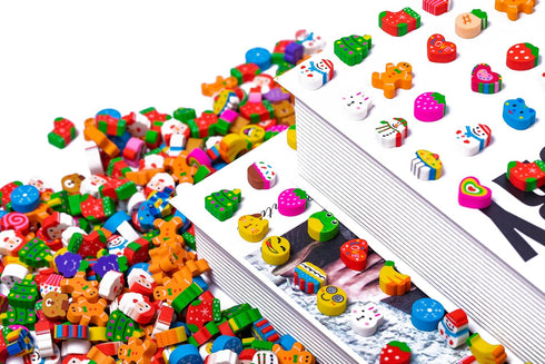 Mini Erasers for Kids Bulk, 300+ PCS Fun Food Animal Pencil Erasers for 100th Day of School