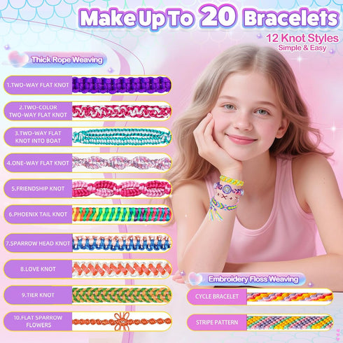 2-in-1 8-12, 6 7 8 9 10 11 12 Friendship Bracelet Making Kit, Arts and Crafts for Girls Ages Jewelry Making KitDIY