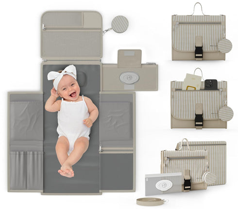 Portable Diaper Changing Pad - Large, Waterproof Travel Changing Pad for Baby with Extra Storage, Wipes Pocket