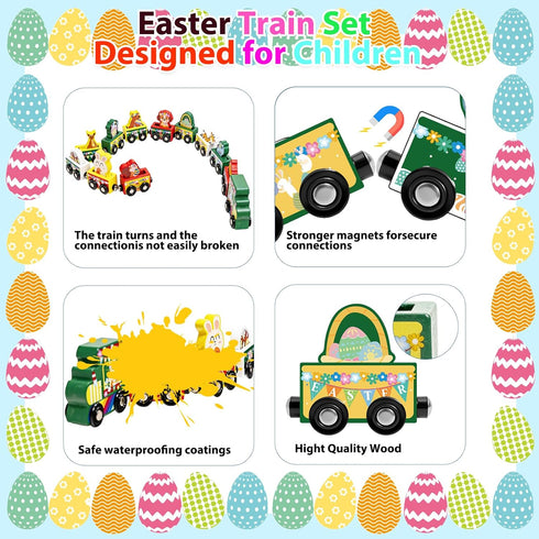 Yxwomenxy Countdown Easter Eggs Magnetic Wooden Animal Train for Kids,Easter Basket Stuffers,Easter Eggs Surprise