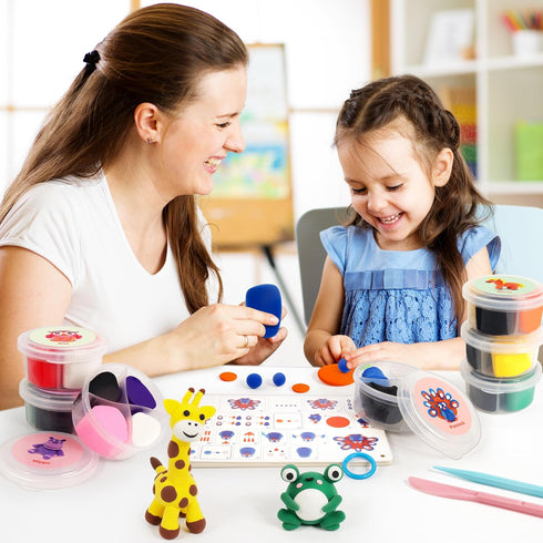Helsort 12 8 Air Dry Clay Kit for Kids, Animals Modeling Clay for Kids, Molding Clay with Tutorial Cards & Video