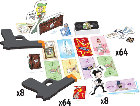 Cash 'N Guns Second Edition Party Board Game, Money Heist Strategy for Adults & Kids, 4-8 Players