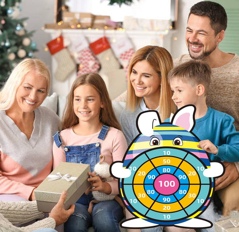 30 12 Easter Basket Stuffers, Large Bunny Dartboard Game with Sticky Balls, Eggs Fillers, Easter Baskets for Kids Boys
