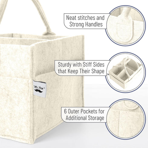 Beige Medium Baby Diaper Caddy Organizer - Stylish Nursery Storage Solution