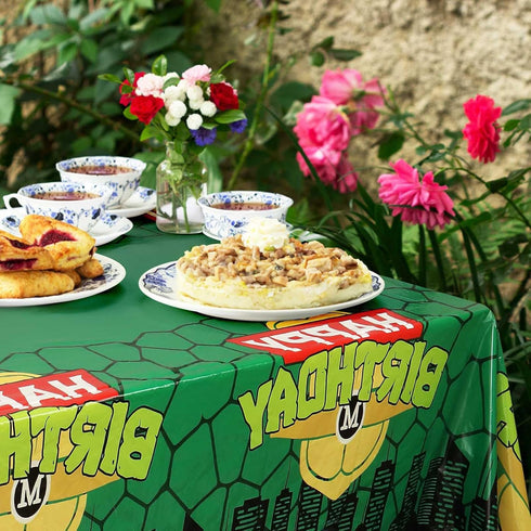 54x108in Turtle Party Tablecloth, Cartoon Turtle Theme Disposable Waterproof Table Cover for Birthday Decorations