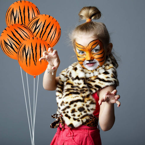 40 Tiger Balloons with Animal Print Stripes, Jungle Safari Theme for Zoo Party Supplies and Birthday Decoration