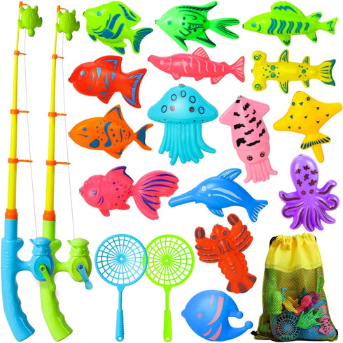TOY Life Magnetic Fishing Game for Kids 3-5, Toddler Fishing Poles for Pool Water Fish Bath Toys