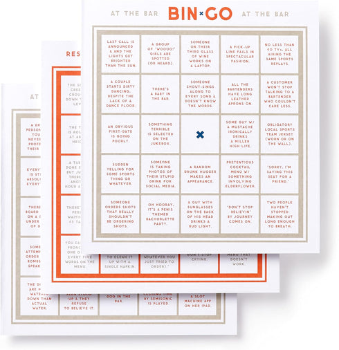 Brass Monkey Bin-go Get A Few Drinks – Game Book with Perforated Bingo Cards for Bars and Restaurants