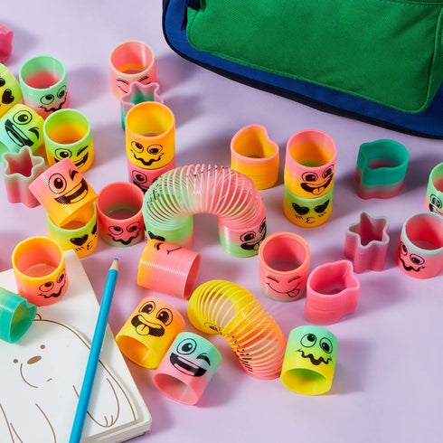 JOYIN 30 Pcs Spring Rainbow Party Favor - Mini Plastic Coil Spring Toys - Fidget Stress Bulk Toys for Kids