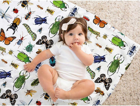 Buerhanerry 30"x40" Bugs Baby Blankets for Unisex Boys Girls, Soft Nursery Minky Blankets with Double Layer Dotted