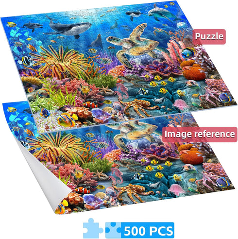 500 500 Piece Puzzles for Adults, Underwater World Jigsaw Puzzles Pieces Ocean Scene Challenging Puzzle