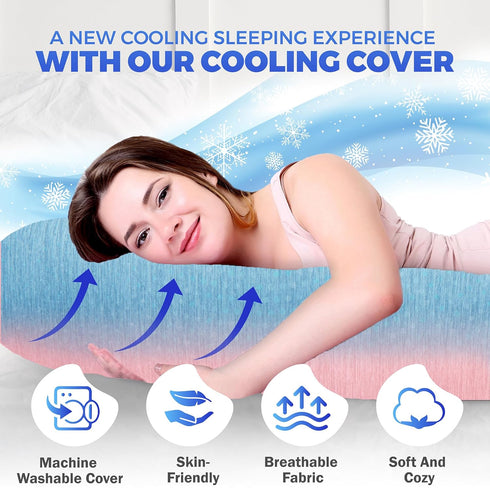 57inch PILLANI Pregnancy Pillows for Sleeping - V C U Shaped Full Body Pillow with Removable Cover, Cooling Maternity