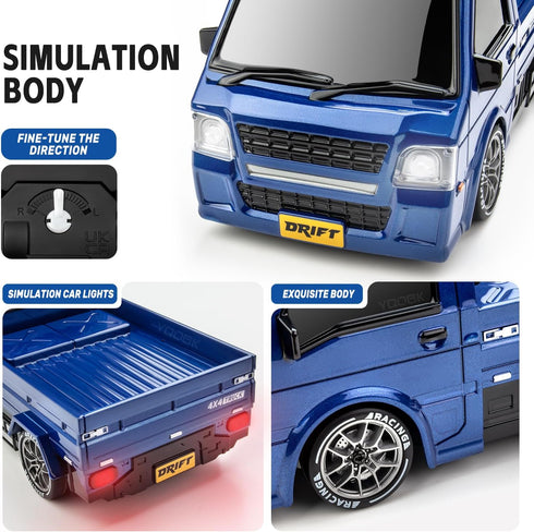 Cayrzeth 1/24 2.4GHz 20KM/H 4WD RC Drift Car, Remote Control Car, High Speed RC Truck,Drifting TiresTwo Batteries