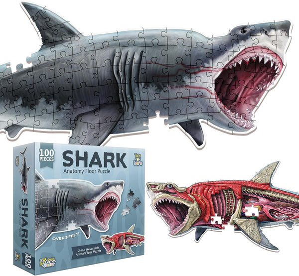Shark Animal Anatomy Floor Puzzle | 100-Piece Double Sided Jigsaw Puzzle |