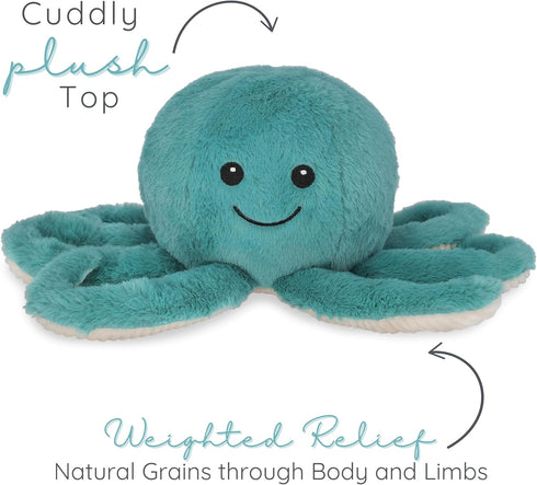 Cozy Octopus - Microwavable & Weighted Plush Stuffed Animal - Heated Plushie for Warmth - Cute, Soft, Toy for Adults