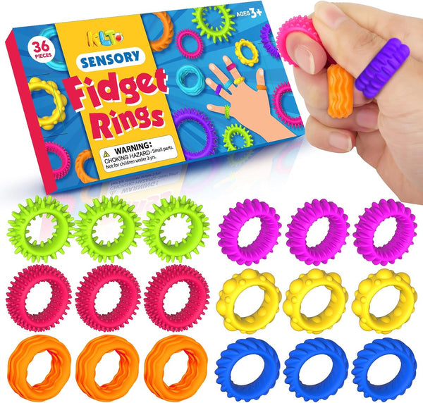 Sensory Toys Fidget Rings for Kids 36Pack: Sensory Rings for Stress -