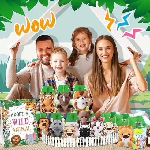 Jiytivity 38 12 12 12 1 1 Pcs Safari Jungle Party Favors Include Foldable Paper Boxes Forest Mini Stuffed Animals