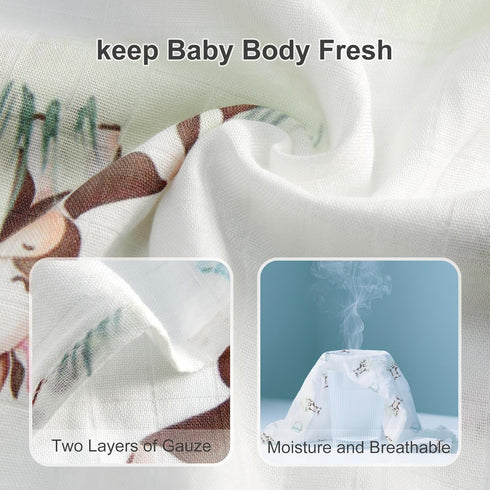 2-Pack 47 47 Inches Baby Muslin Swaddle Blankets, x Soft Breathable Bamboo Cotton Blend, Lightweight Receiving Blanket