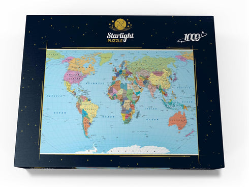 MyPuzzle Color World Map, Premium 1000 Piece Jigsaw Puzzle for Adults with Borders and Cities