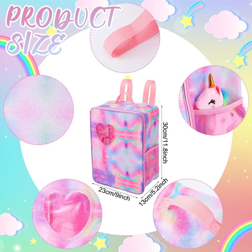 18 Inch Doll Carrier Set - Includes Clothes and Accessories for Doll Travel Bag, Dress, Shoes, Sunglasses, and Unicorn