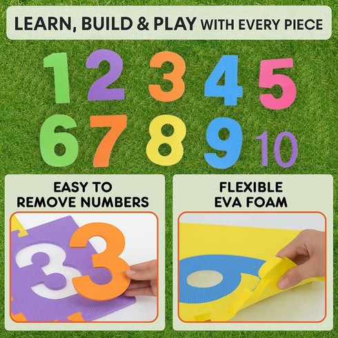 10 (12" 12" Hopscotch Playmat Foam Interlocking Puzzle Floor Mat - Large Number Tiles by Square Blocks)