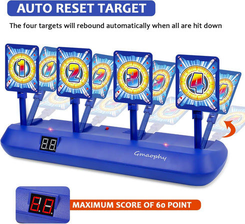 GMAOPHY Digital Targets with Foam Dart Toy Blaster, 4 Auto Reset Electronic Scoring Toys, Birthday/Christmas Gift for