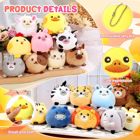 18 3.15 Inch Set Halloscume Pcs Mini Stuffed Animals Bulk Small Plush Farm Jungle Animal Ornament for Valentine's Day