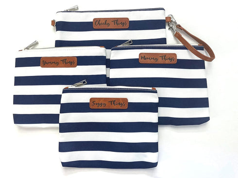 Orange Blossom Diaper Bags Stylish Diaper Bag Organizing Pouches - XL Set of 4 Navy and