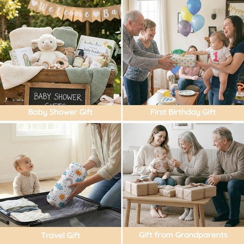 6-36 Toddler Booster Seat for Kitchen Chair & Travel - Portable Foldable with Removable Tray, Baby Camping Chair Months