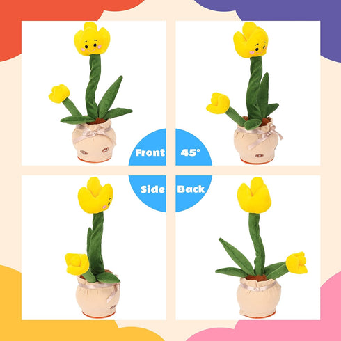 Cuteoy Talking Tulips Plush Toy Repeats What You Say Dancing Walking Mimicking Twisting Stuffed Animal Musical Electric