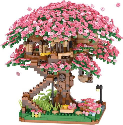 XIU Cherry Blossom Treehouse Building Sets,(2008pcs) Mini Blocks Building Sets for Adults,