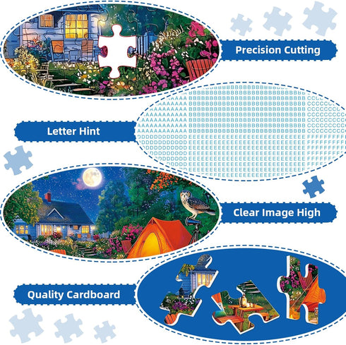 300 Puzzle,300 8-10,Gifts 20.5 15 Pieces Puzzles for Adults,Moonlight Backyard Camping Pieces Puzzle for Adults Large