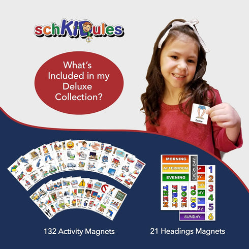 153 pc Daily Visual Schedule Magnets for Kids, Create Healthy Routines, Reminders, and Chore Charts