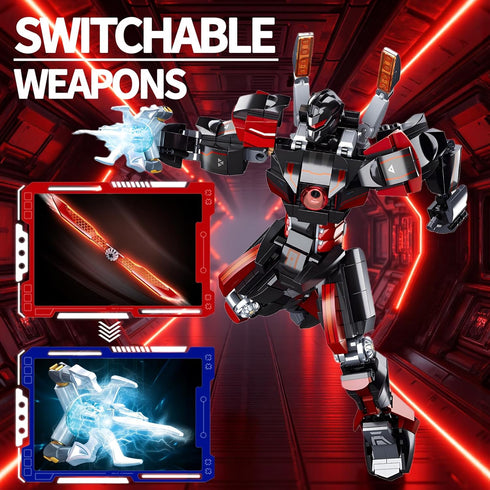 LQPFBSM Set 585 2 Black Wanderer Mech Building Pieces Dark Robot Action Figure with Weapon Modes Ronin Destroyer Model