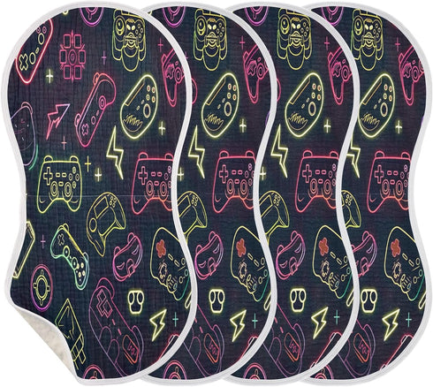 YETTASBIN Gamepad Muslin Baby Burp Cloth, Super Soft Absorbent Cotton Burp Rag Baby Bibs Feeding Cloth for Newborn Boys