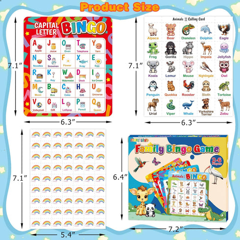 Set Counting Fancy Land Alphabet Bingo Game Kids Sight Word Bingo Number Letter Animal Board Game for Kindergarten