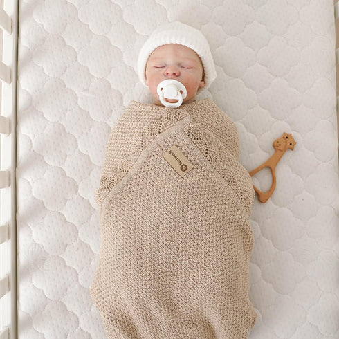 Neiwech 30x40 Inch Organic Cotton Baby Blanket Knit Soft Receiving Swaddling Crib Nursery Blankets for Newborns Infants