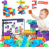 Baby Soft Blocks Set, 80PCS Big Building Block Toys, Soft Rubber Sensory Stacking Toys for Babies 6 Months and Up