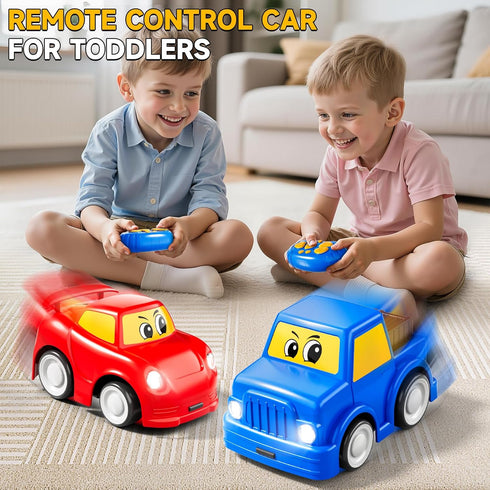2 2-4 2-Pack 2.4 3 4 5+ Remote Control Car Year Old, Toddler RC Cars Ages Boy, GHz Truck and Race Car with Sound