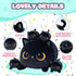 Black Cat Plush Stuffed Animal, Cute Cat with 4 Baby Soft Pillows, Gift for Kids Decor