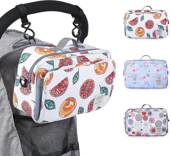 Non-Slip Stroller Organizer Bag for Diapers with Insulated Pocket, Hooks, Adjustable Strap, Universal Fit for Most
