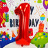 40 Inch Red Big Number 1 Birthday Party Decoration Foil Balloons for Girls and Boys