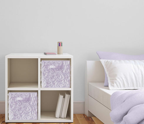 Set 2 Sweet Jojo Designs Purple Floral Rose Foldable Fabric Storage Cube Bins Boxes Organizer Toys Kids Baby Childrens
