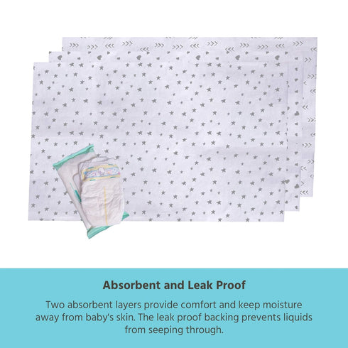 J.L. Childress Disposable Changing Pads for Baby, Absorbent No-Leaks Liners, Pack of 24, 26"x18"