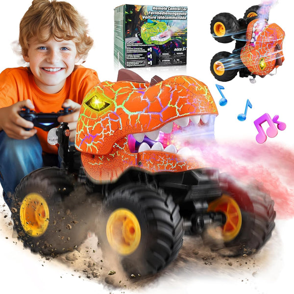 BEZGAR Monster Truck Toys - Remote Control Monster Truck with Spray, Light,